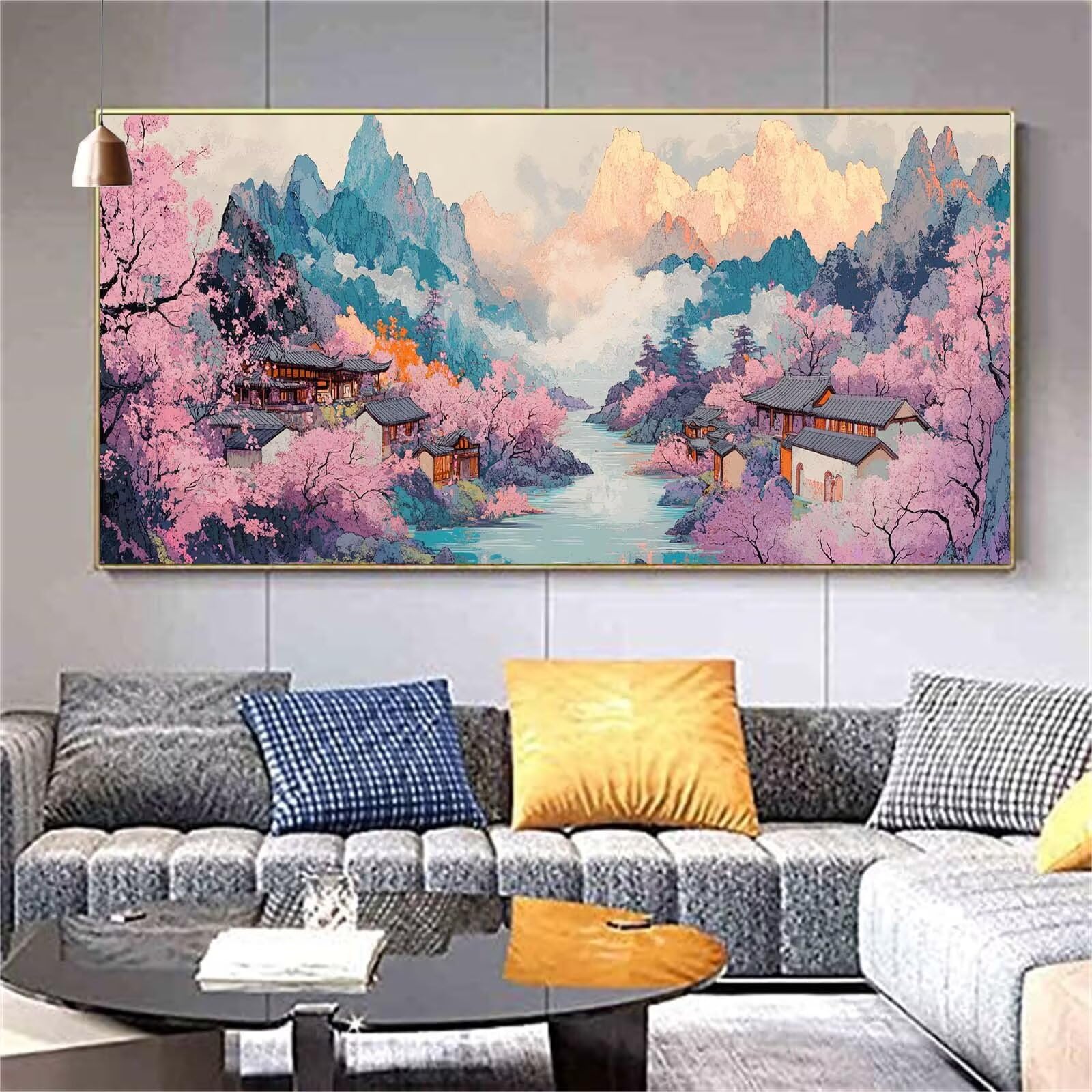 Diamond Painting Japon Diamond Painting Adulte Paysage Diamant Painting Enfant,DIY Peinture Diamant Broderie Kit Complet Diamant Art Tableau Perle Decoration Maison Idee Cadeau Femme 70x200cm Z597