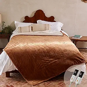 GOTCOZY Heated Blanket King Size - Electric Blanket with Dual Controller, 6 Heating Levels & 10 Hour Auto Off, ETL Certified (100x90 Inch Biscuit)
