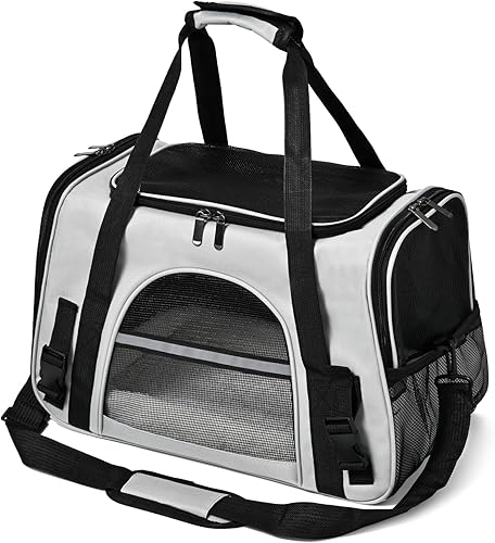 Vista 7 de Transportador de perros y gatos suave para mascotas pequeñas y medianas de hasta 16 libras, aprobado por la TSA, transportador de viaje plegable