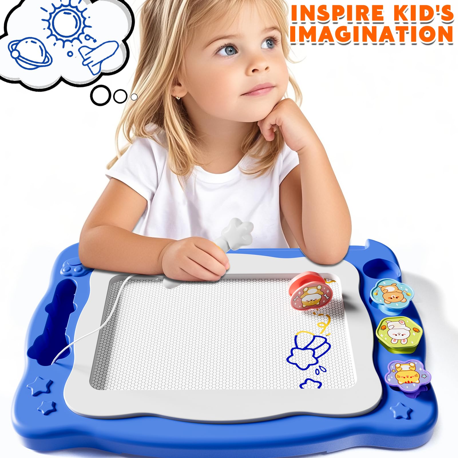 OFFCUP Magic Slate Voor Kinderen, Babyspeelgoed 1-5 Jaar, 4-Kleuren Magnetisch Tekenbord Met Pen En 4 Stempels, Uitwisbaar Magnetisch Bord, Educatief Speelgoed Voor Meisjes En Jongens OFFCUP Magic Slate Voor Kinderen, Babyspeelgoed 1-5 Jaar, 4-Kleuren Magnetisch Tekenbord Met Pen En 4 Stempels, Uitwisbaar Magnetisch Bord, Educatief Speelgoed Voor Meisjes En Jongens