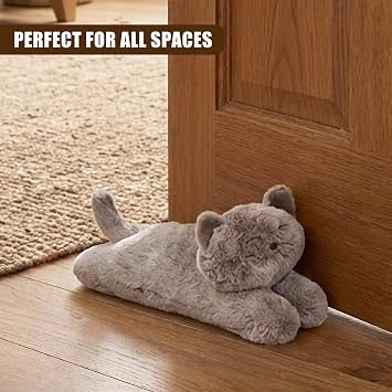 GEEZY Weighted Cat Door Stop Animal Design - Heavy Decorative Fabric Pet Floor Stopper - Fluffy Novelty Decor for Bedroom, Living Room, Cute Home Gift for Cat Lovers, Assorted Colours