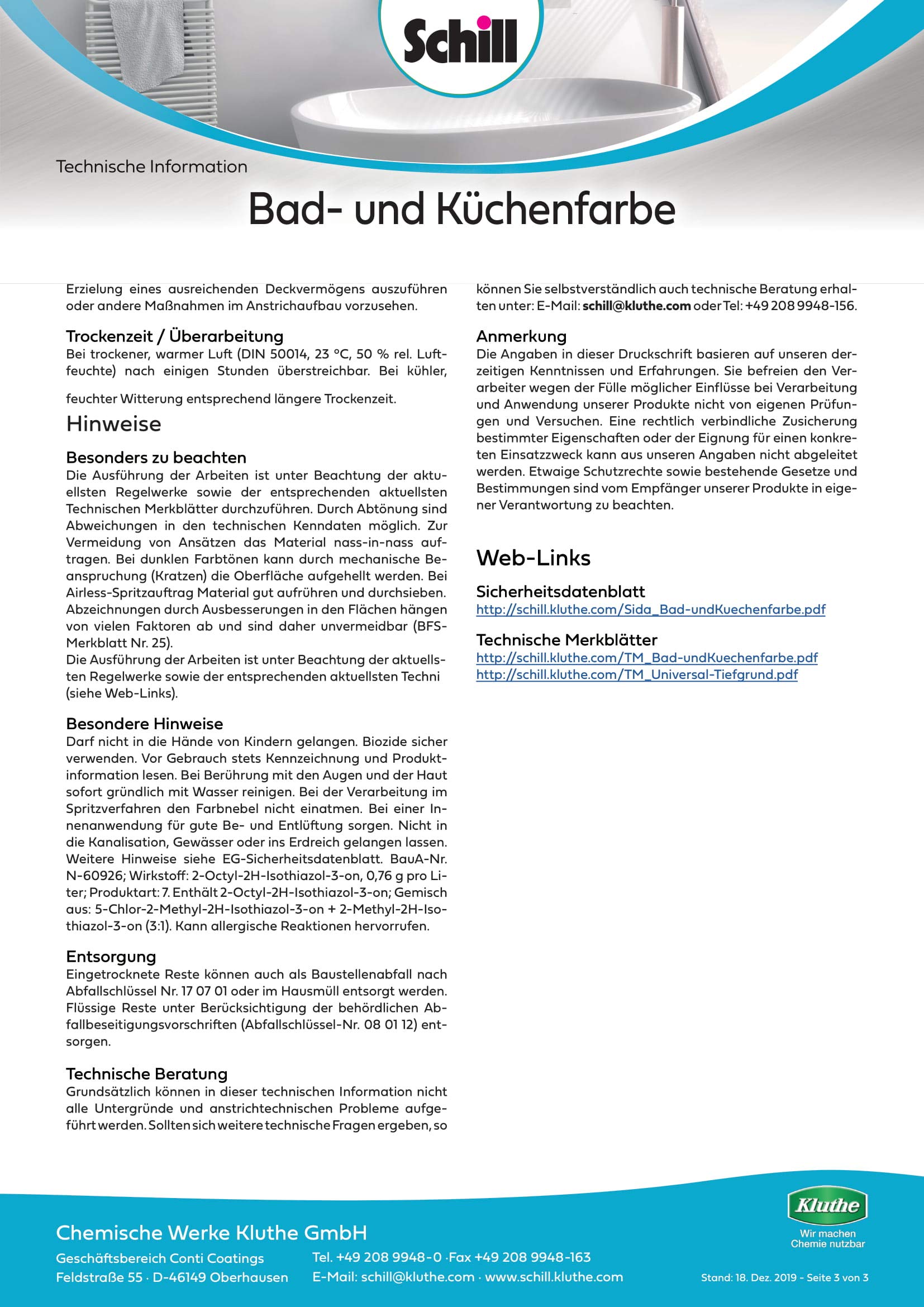 Schill Bad- und Küchenfarbe 5 Liter