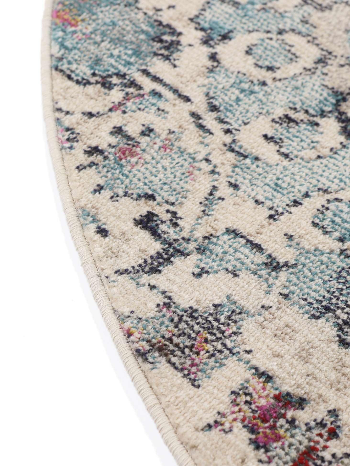 RugVista Kaleidoscope Teppich, Ø 200 cm, Multi | Rund, Niedriger Stapel, Nur chemische Reinigung, Oeko-Tex 100, Wohnzimmer, Esszimmer, Schlafzimmer, Küche