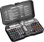 24 en 1 Set tournevis magnétique, tournevis à cliquet avec poignée en T & Cas portable, 58-Tooth En avant/en arrière DIY Kit d'outils de précision pour l'électronique, le mobilier, la montre et les réparations à domicile