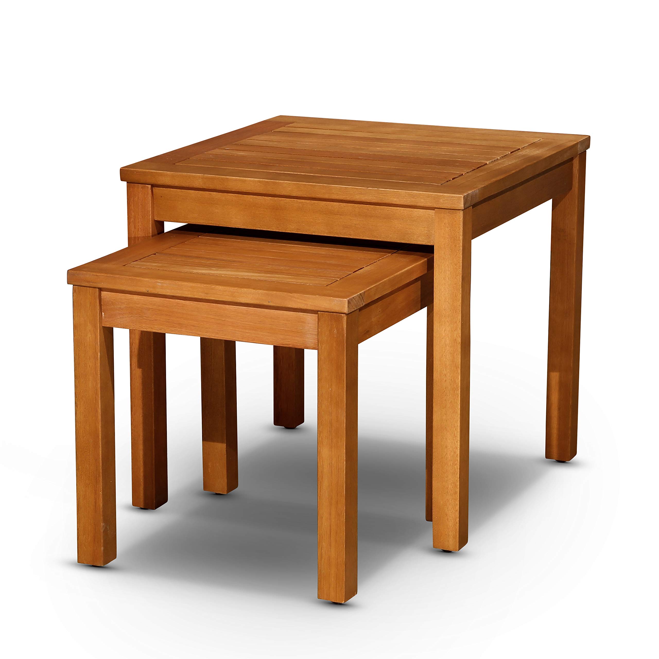 DTY Outdoor Living Longs Peak 2-Piece Eucalyptus Nesting Tables Set - Natural Oil Finish