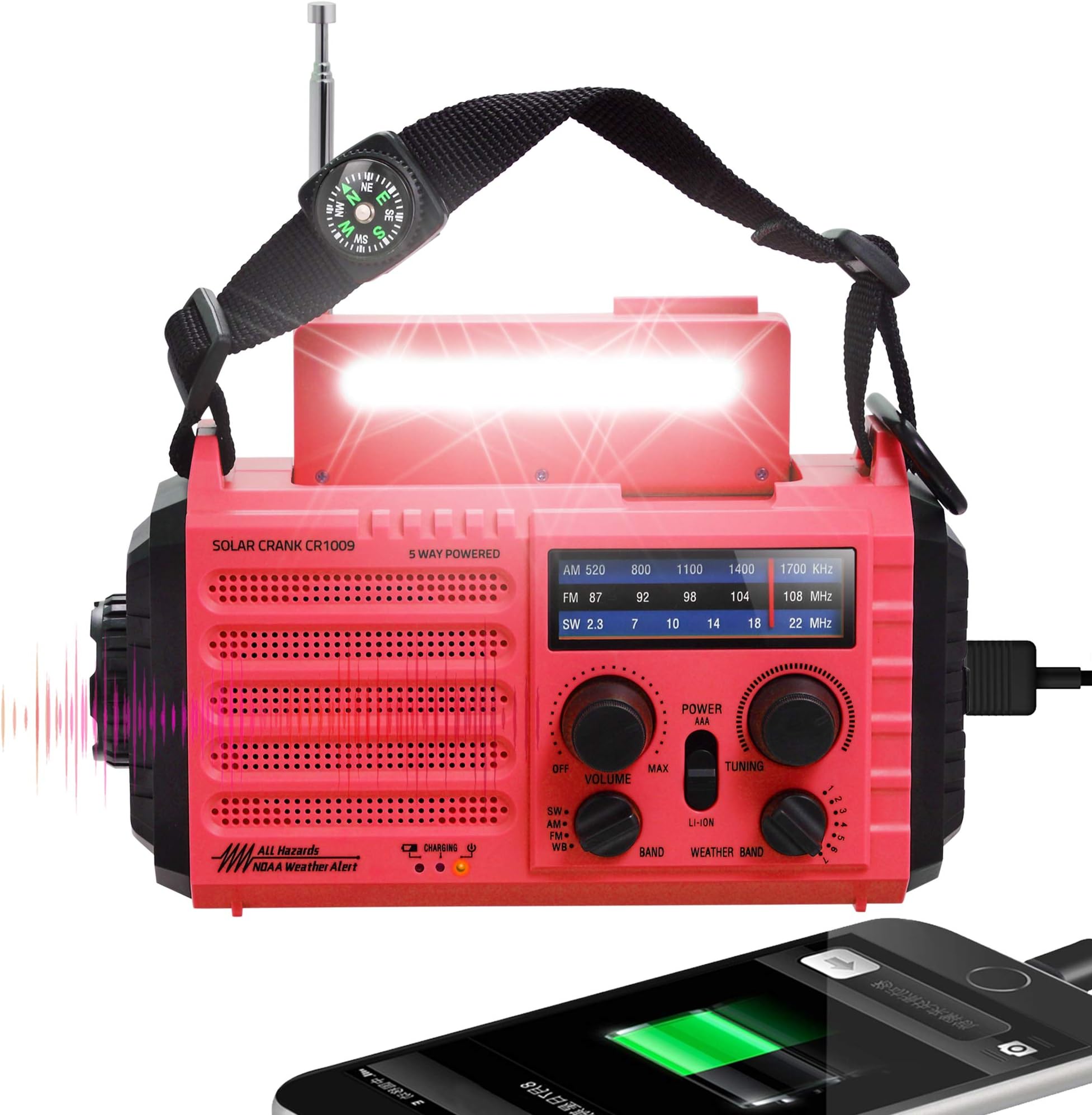 NOKLEAD Portable Emergency Weather Radio Hand Crank Solar