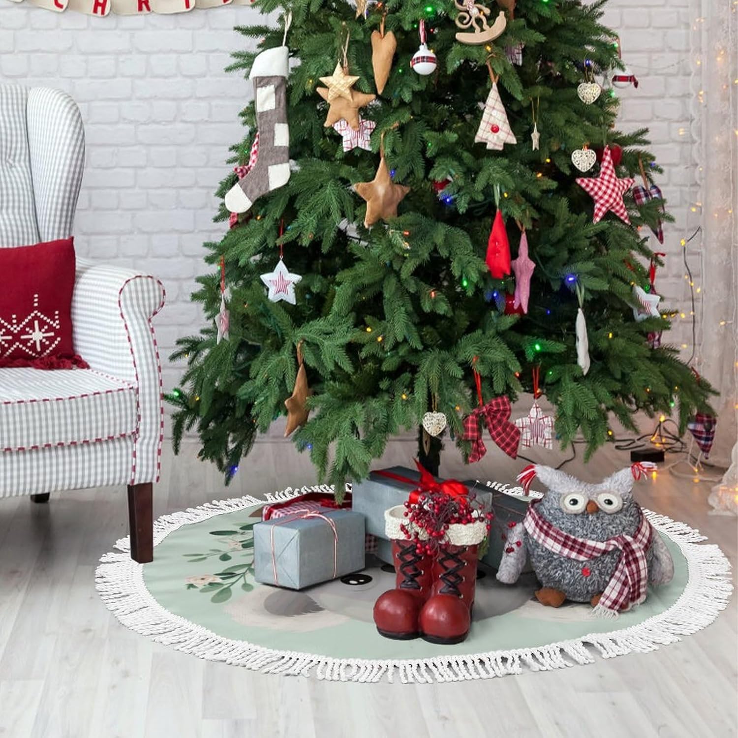 Koala Printed Christmas Tree Skirt 48 Inch Tree Skirt Christmas Tree Collar Christmas Tree Decorations Winter Xmas Tree Mat