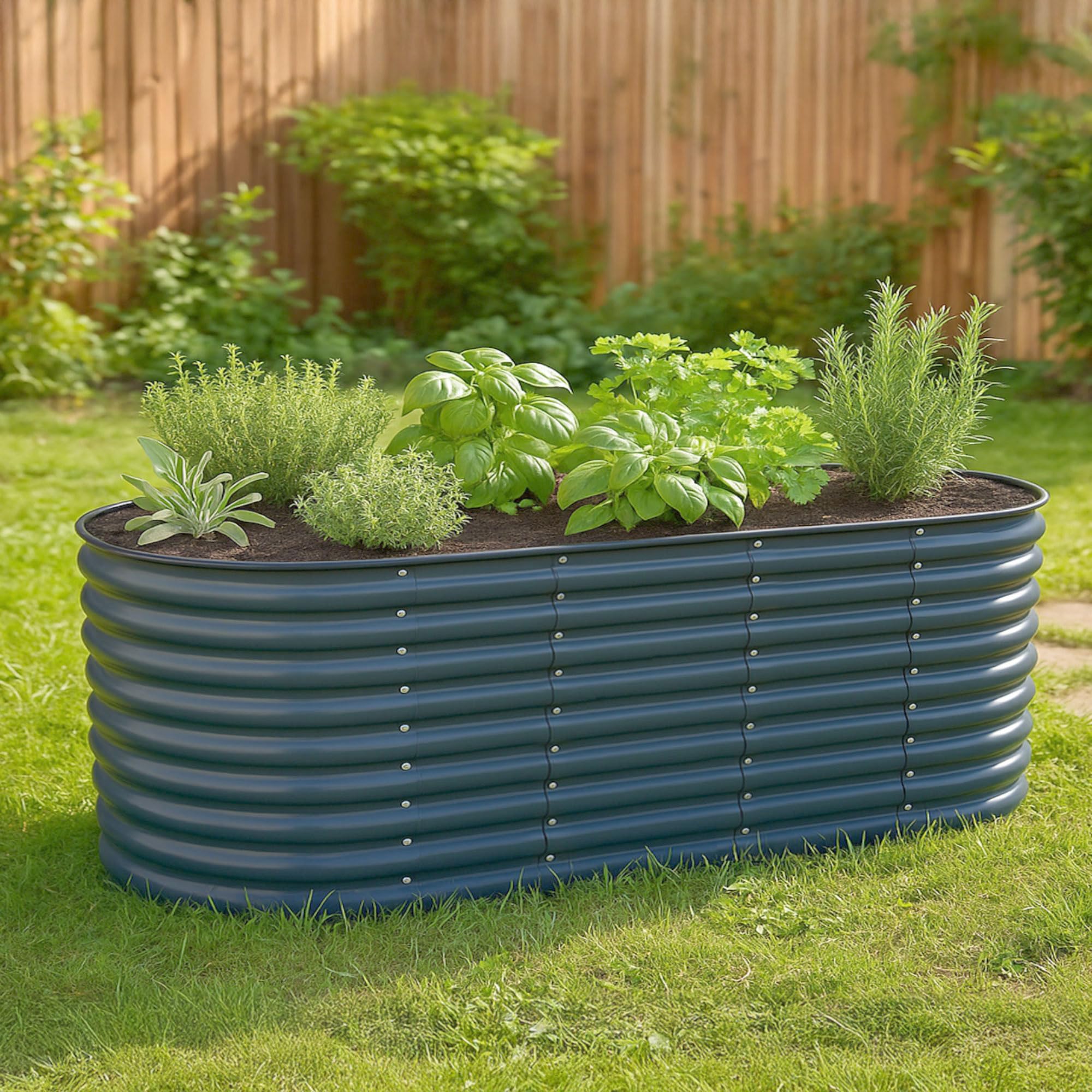 Hochbeet Garten Balkon optionaler Gewächshausaufsatz | stahlverzinktes & pulverbeschichtetes 0,6mm Metall anthrazit - Edelstahlschrauben (800L Hochbeet)