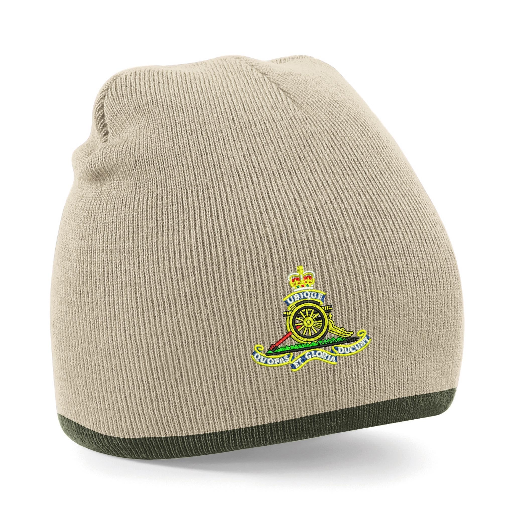 The Military Store Unisex Stone/Olive Royal Artillery Beanie Hat