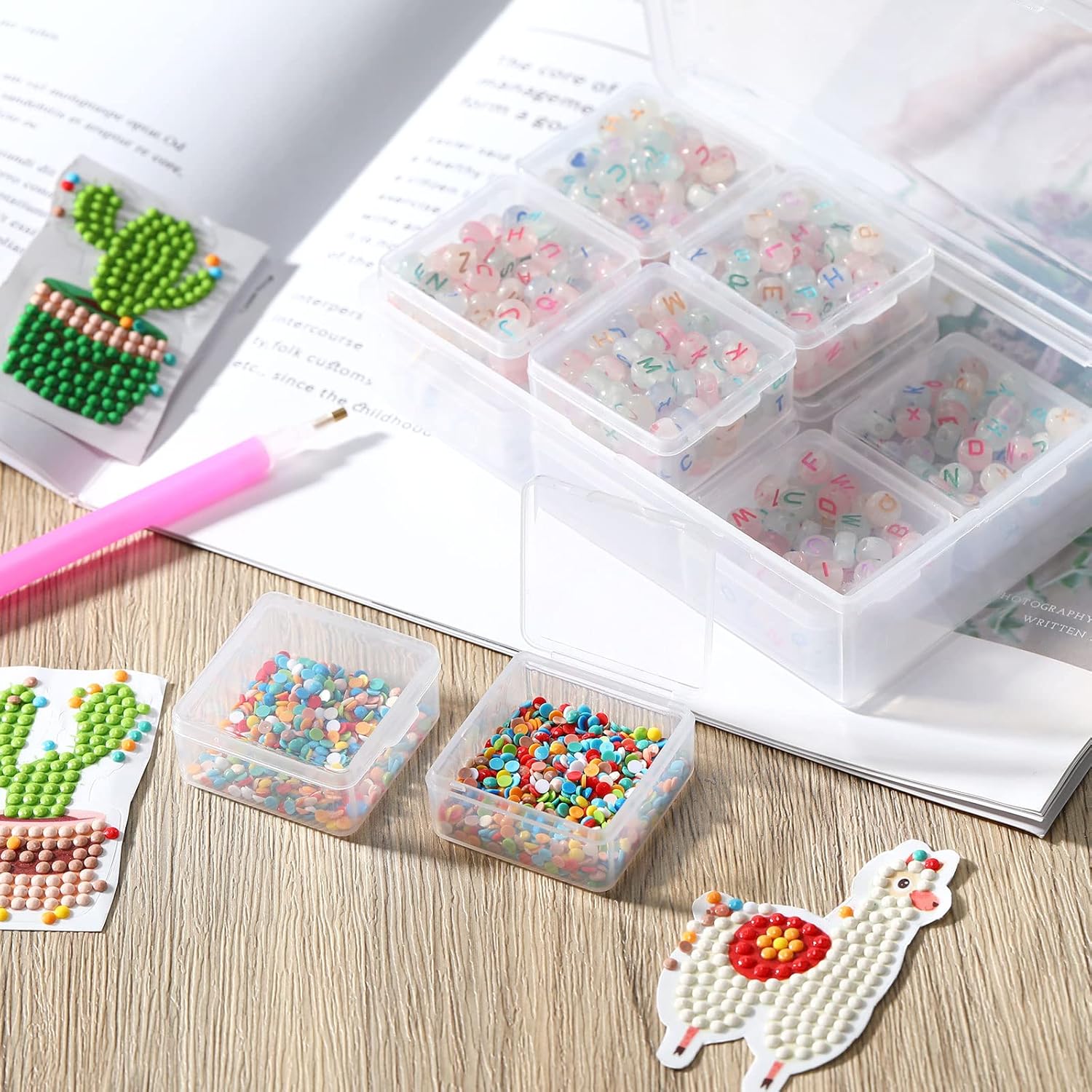 Blulu 12 Pieces Plastic Clear Storage Box Organizer with snap-tight closure latch Mini small Storage Containers Cases with Hinged Lid Hobby Modular Craft Supply Satchel (1.5 x 1.5 x 0.7 Inch) - Image 6