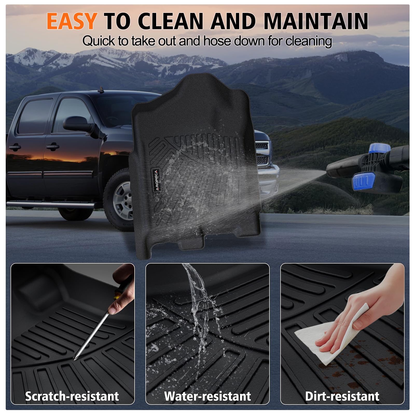 All Weather Car Floor Mats for 2007-2013 Chevy Silverado GMC Sierra 1500 Crew Cab 2007-2014 Silverado Sierra 2500 — view 7