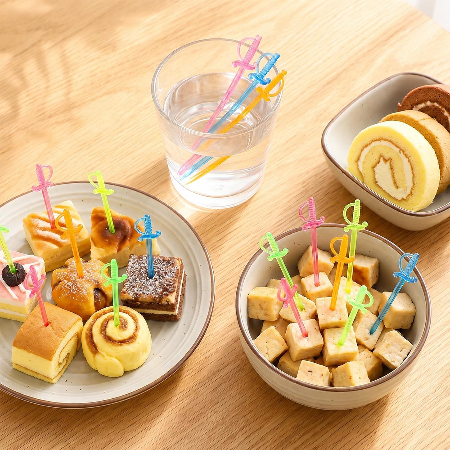 200 Pcs Sword Toothpicks, Cocktail Picks Colorful Fruit Skewers for Party