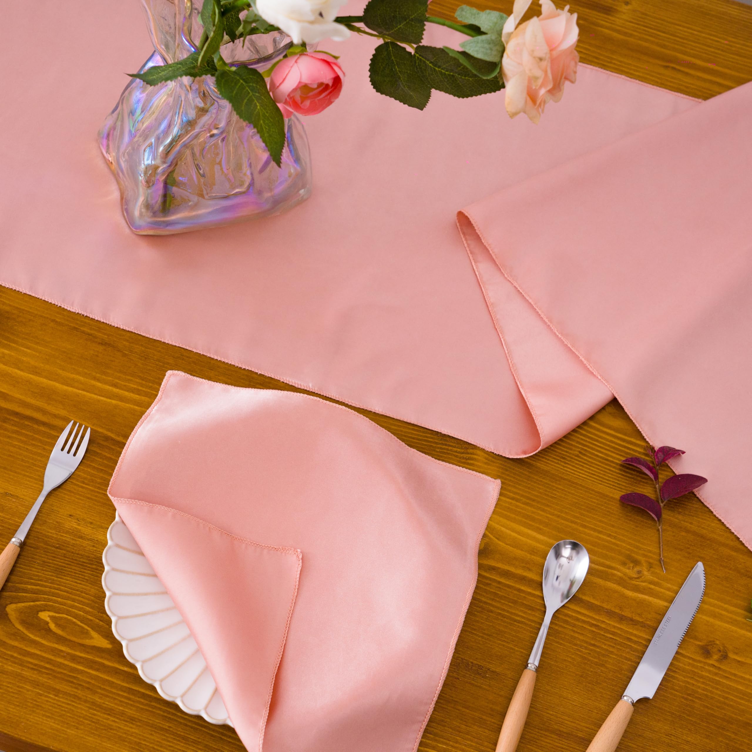 Revdomfly Satin Cloth Napkins 12 Pack - 20x20 Inch Reusable Table Napkins For Wedding, Party, Dinner (Baby Blue)