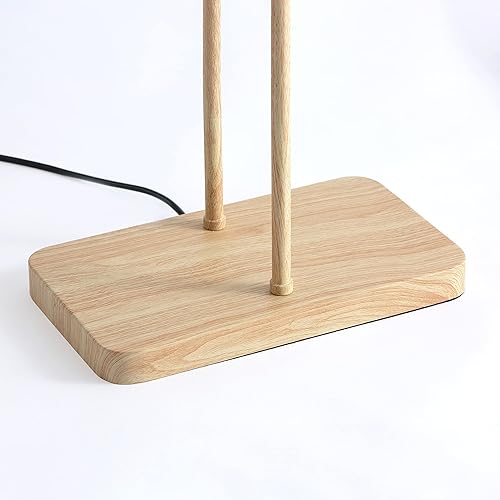 Miniatura 8 de Amud - Lámpara de pie, 2 luces con paneles de mimbre de bambú, acabado de madera, color beige