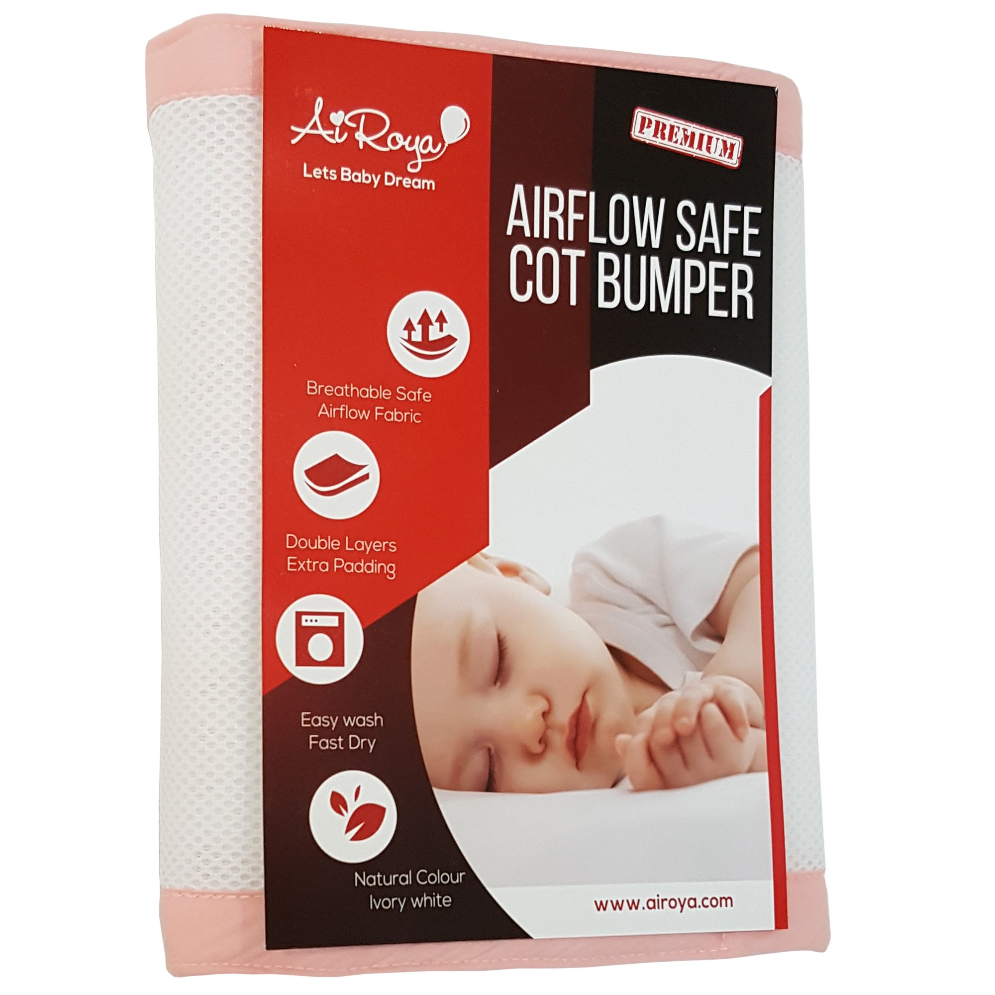 Premium - Protector de Cuna de Doble Cara con Capas Dobles Que aportan un Acolchado Extra, Ideal para cunas con Listones rígidos, Forro Seguro y Transpirable Rosa Rosa