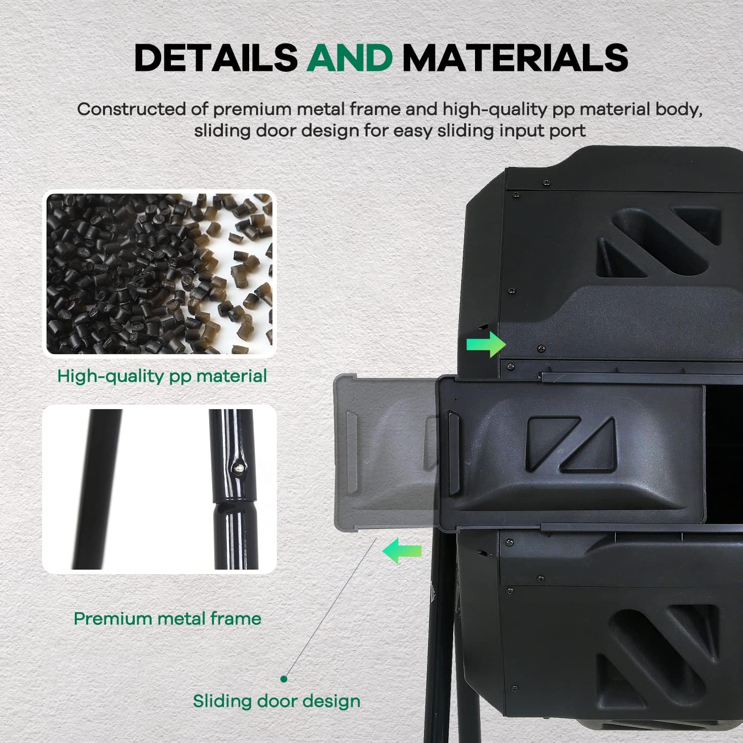 Compost Bin,Outdoor Compost Tumbler 42 Gallon Composter BPA Free Dual Chamber Composting Rotating for Garden Yard Black