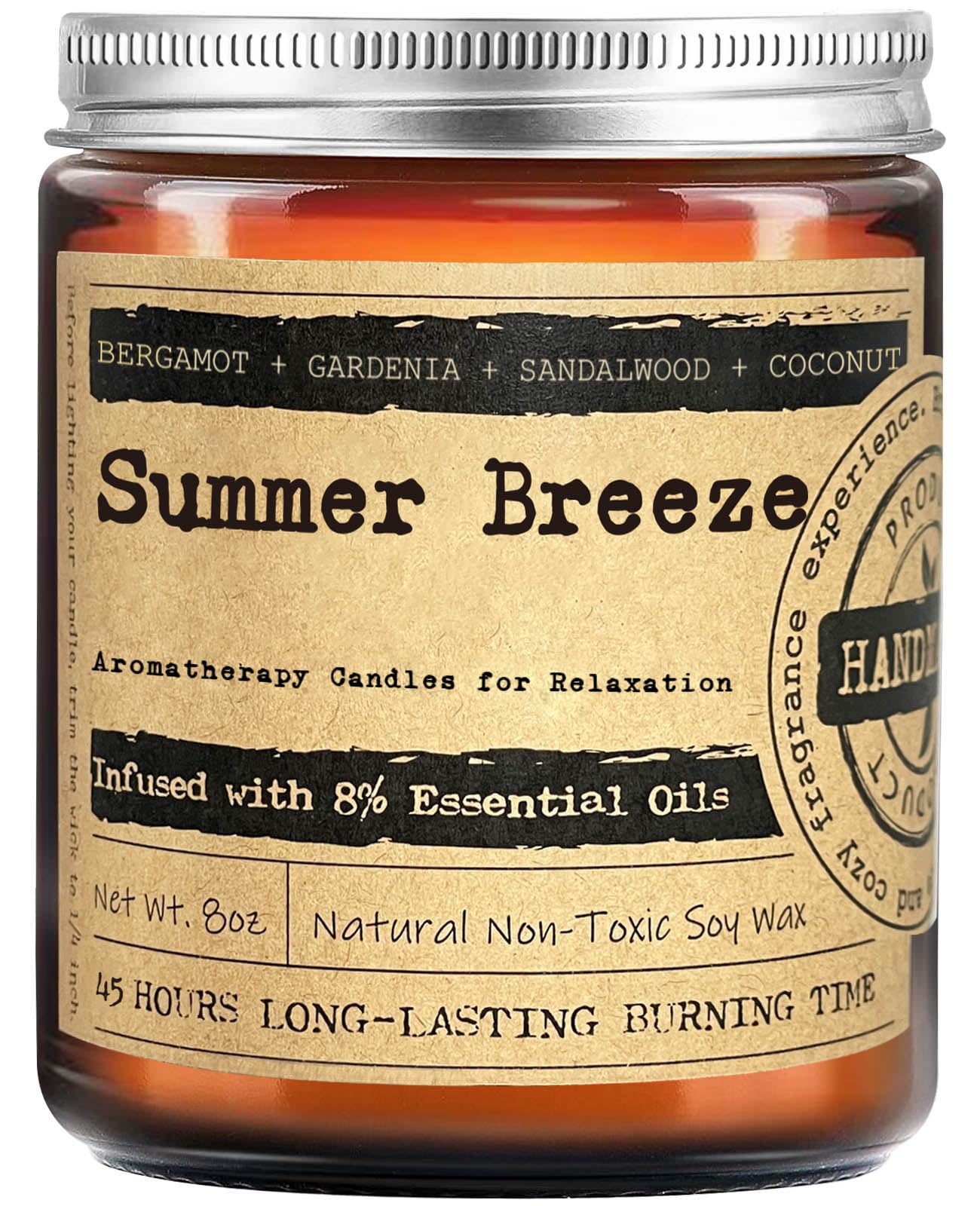 KOTKAS Summer Breeze Scented Candles - 8oz Aromatherapy Soy Candles for Home Scented Non Toxic Calming Candles Gifts for Women Soothing Relaxing Bath