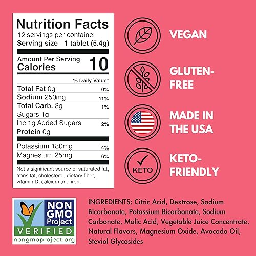 Miniatura 5 de Plink! Tabletas de electrolitos gaseosos para adultos y niños, bayas de granada, 12 unidades, hidratación diaria apta para la familia, bajo en