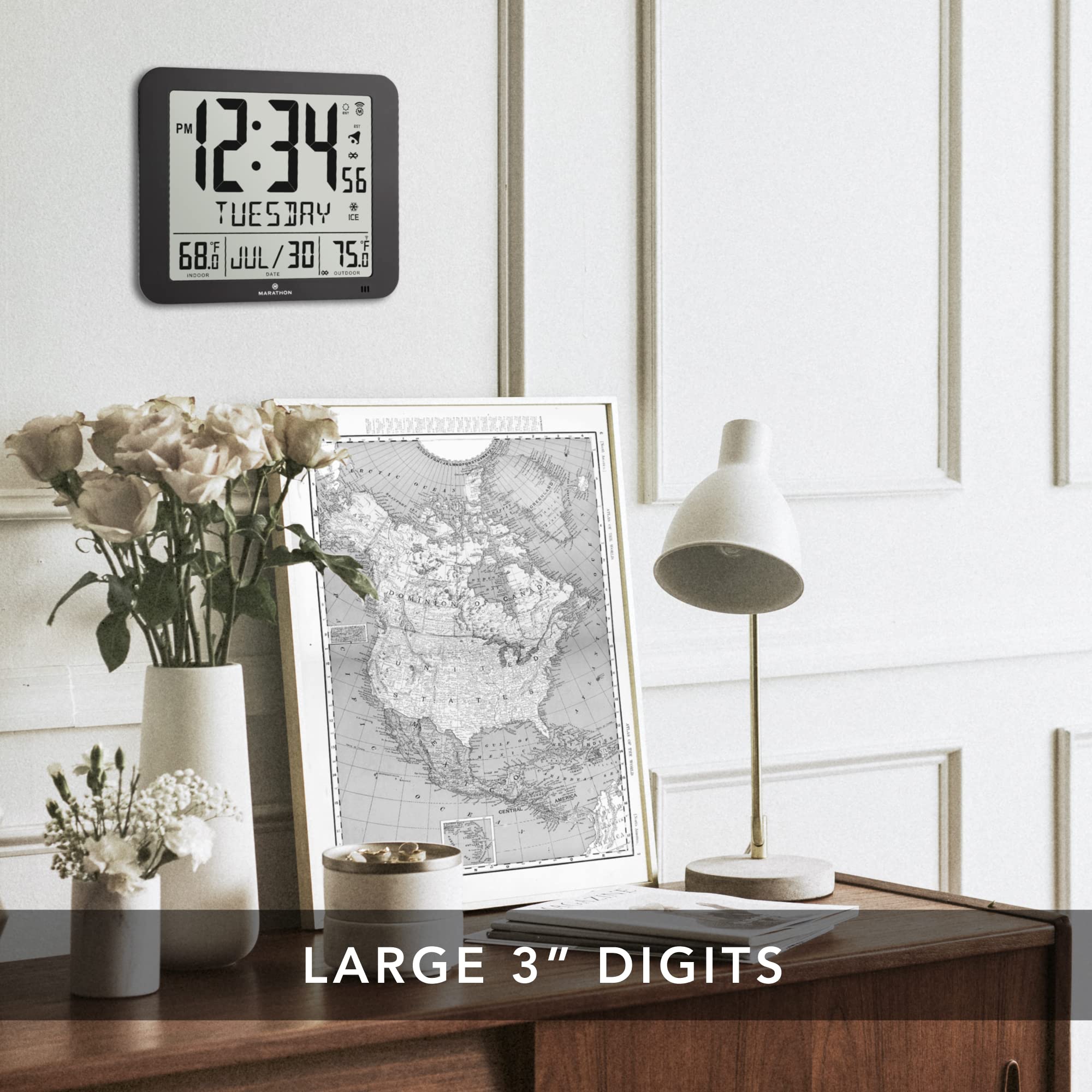 MARATHON Slim Atomic Full Calendar Wall Clock With Indoor Outdoor marathon-slim-atomic-full-calendar-wall-clock-with-indoor-outdoor