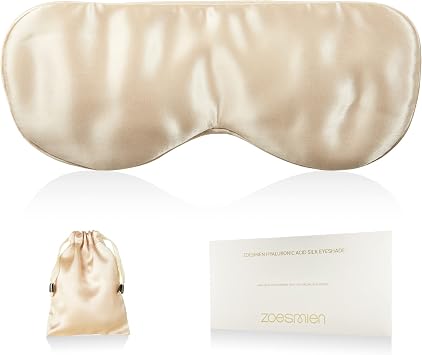 Sleep Mask 100% Mulberry Silk, Champagne Gold | 6A Mulberry Silk, lightweight breathable, hyaluronic acid infused, full light blocking, adjustable strap, luxury gift set