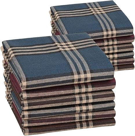 LYHYDMA Heren zakdoeken 6/12 stuks Heren Zakdoek Katoen Vierkant Geweven Gemengd Geruit Donker Multicolor Gentleman Pocket (15-6pcs