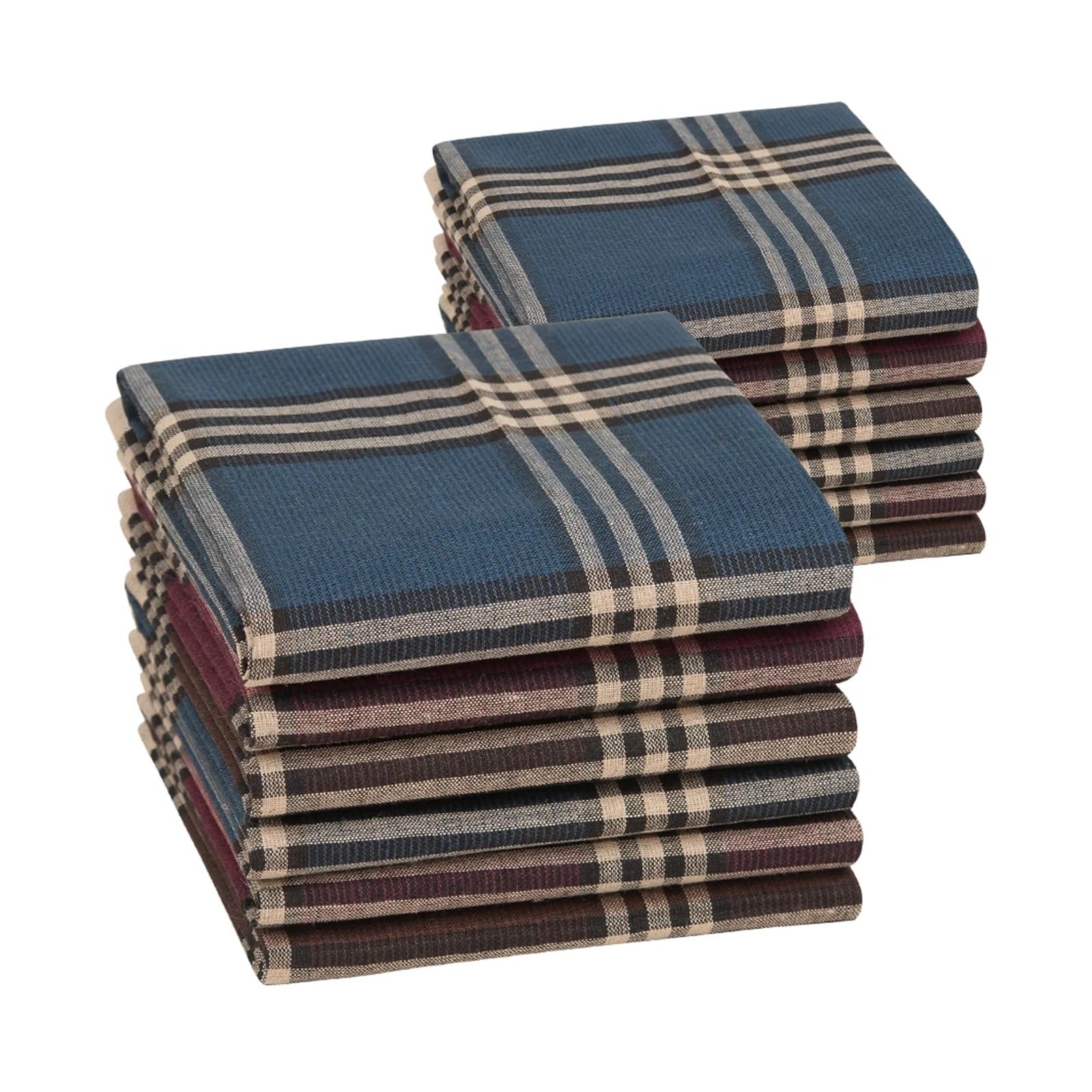 Taschentücher Herren 6/12 Stück Herren-Taschentuch, Baumwolle, quadratisch, gewebt, gemischt, kariert, dunkel-Mehrfarbig, Gentleman-Tasche (Color : 29-12pcs)