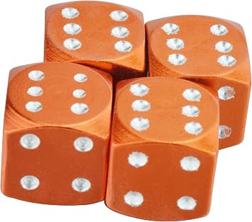 4 Aluminum Dice Shape Pcs Car Truck Motorcycle Bike Bicycle Cool Wheel Tire Valve Stem Cap Orange