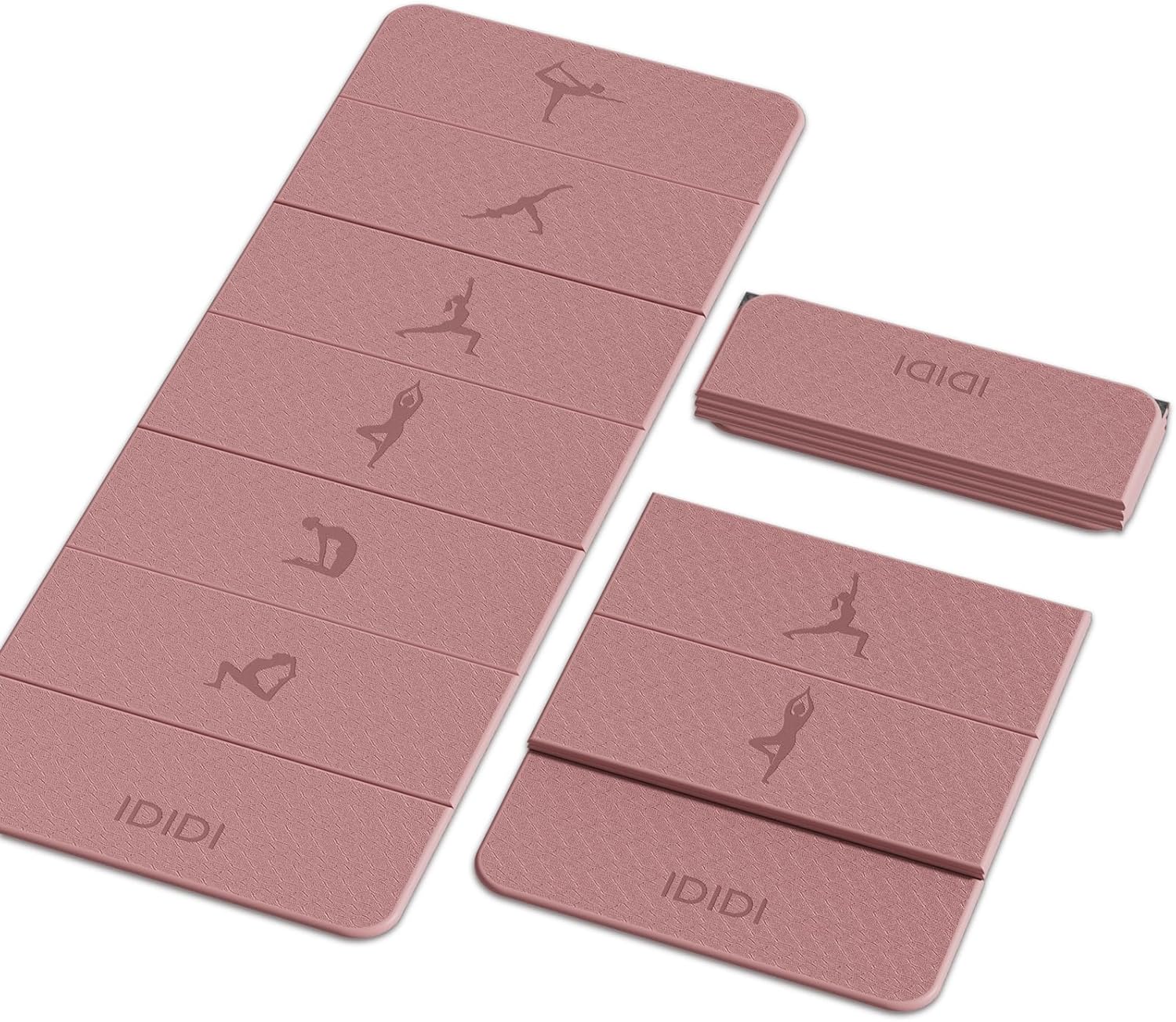 Foldable Yoga Mat 74"x26" with Yoga Pose Guide Pattern | 0.4" (10mm) Thick Non-Slip TPE Exercise Mat | Portable 7-Fold Design for Home Gym, Travel, Pilates & Full-Body Workouts