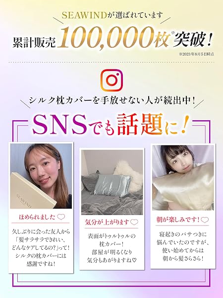 【ヘアケアのプロ監修】 SEAWIND シルク枕カバー【TVで紹介】まくらカバー 洗える 両面シルク90% 19匁 美肌 美髪 うるつや髪 洗濯可 髪に優しい (シャンパンゴールド,43×63cm) - 3