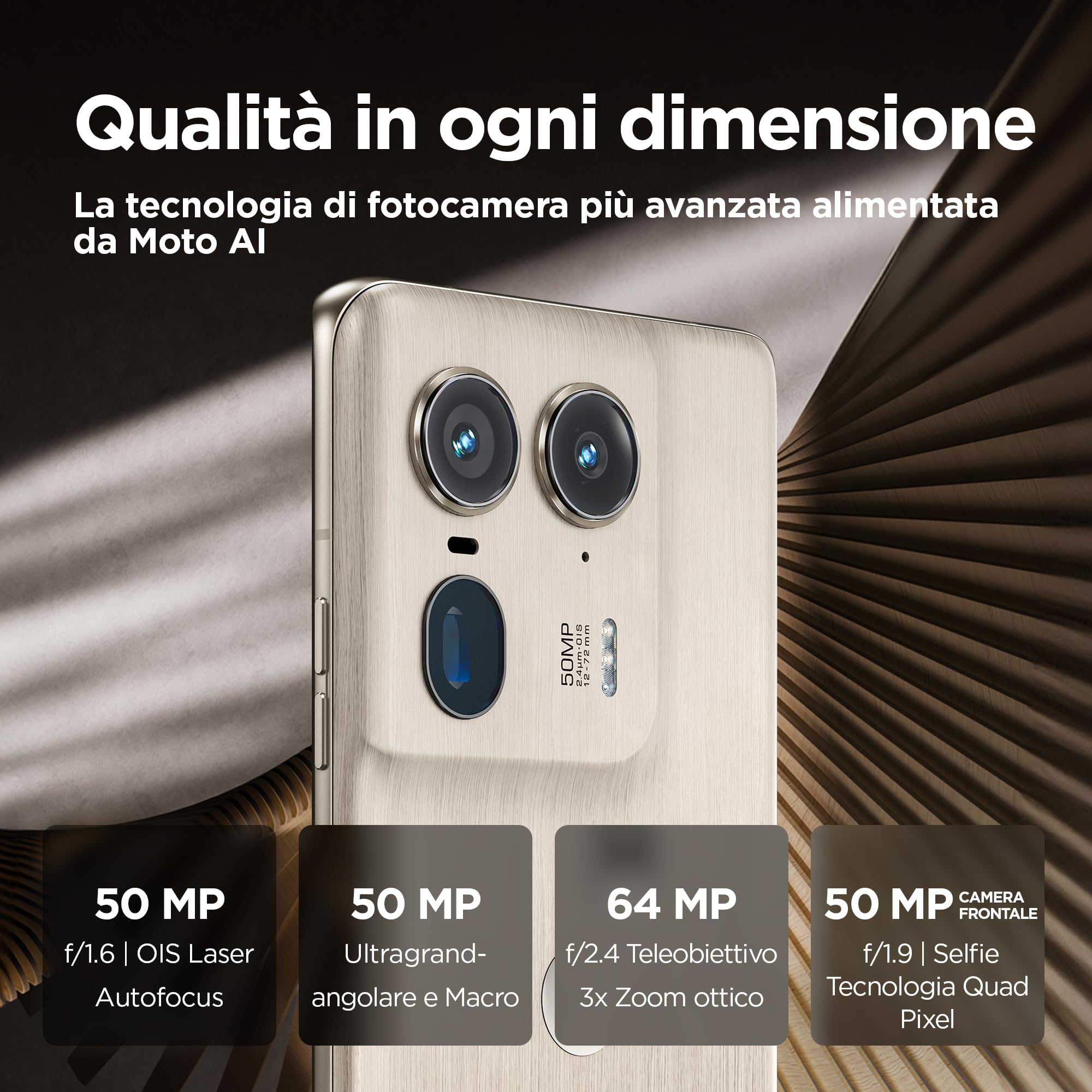 Motorola Moto Edge 50 Ultra(Display 6.67''pOLED 144Hz,Memoria16GB/1TB,Fotocamera50+50+64MP Al,4500mAh Turbo Power 125W,Dual SIM,IP68,NFC,caricatore da 125W cover in confezione,Android14),Nordic Wood