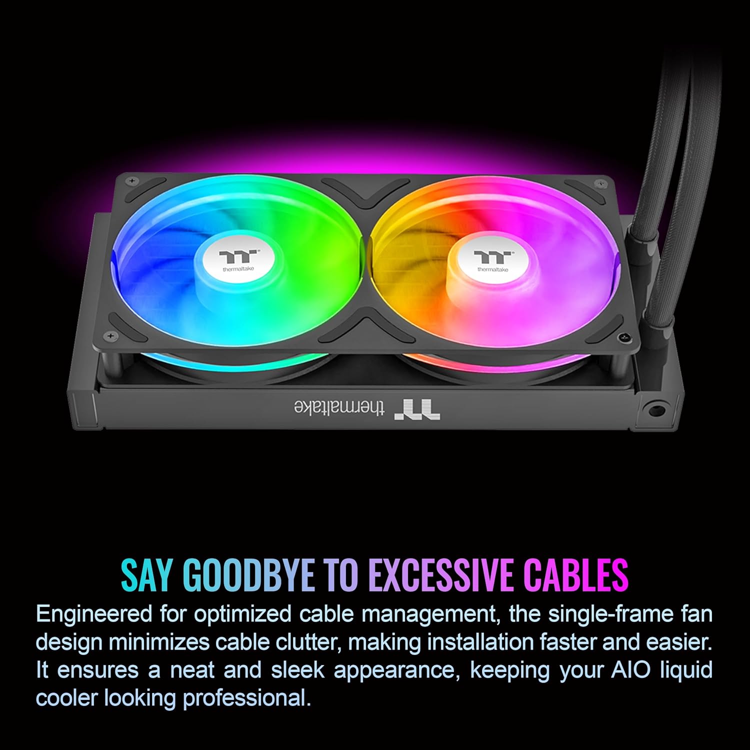 Thermaltake TH240-S V3 ARGB CPU Liquid Cooler; Intel/AMD; 1x240mm 500~2500rpm Single Frame ARGB Fan; 3.95" Segment Code LCD; Rotatable Pump Head; TT Segment LCD Software; Black; CL-W469-PL12SW-A