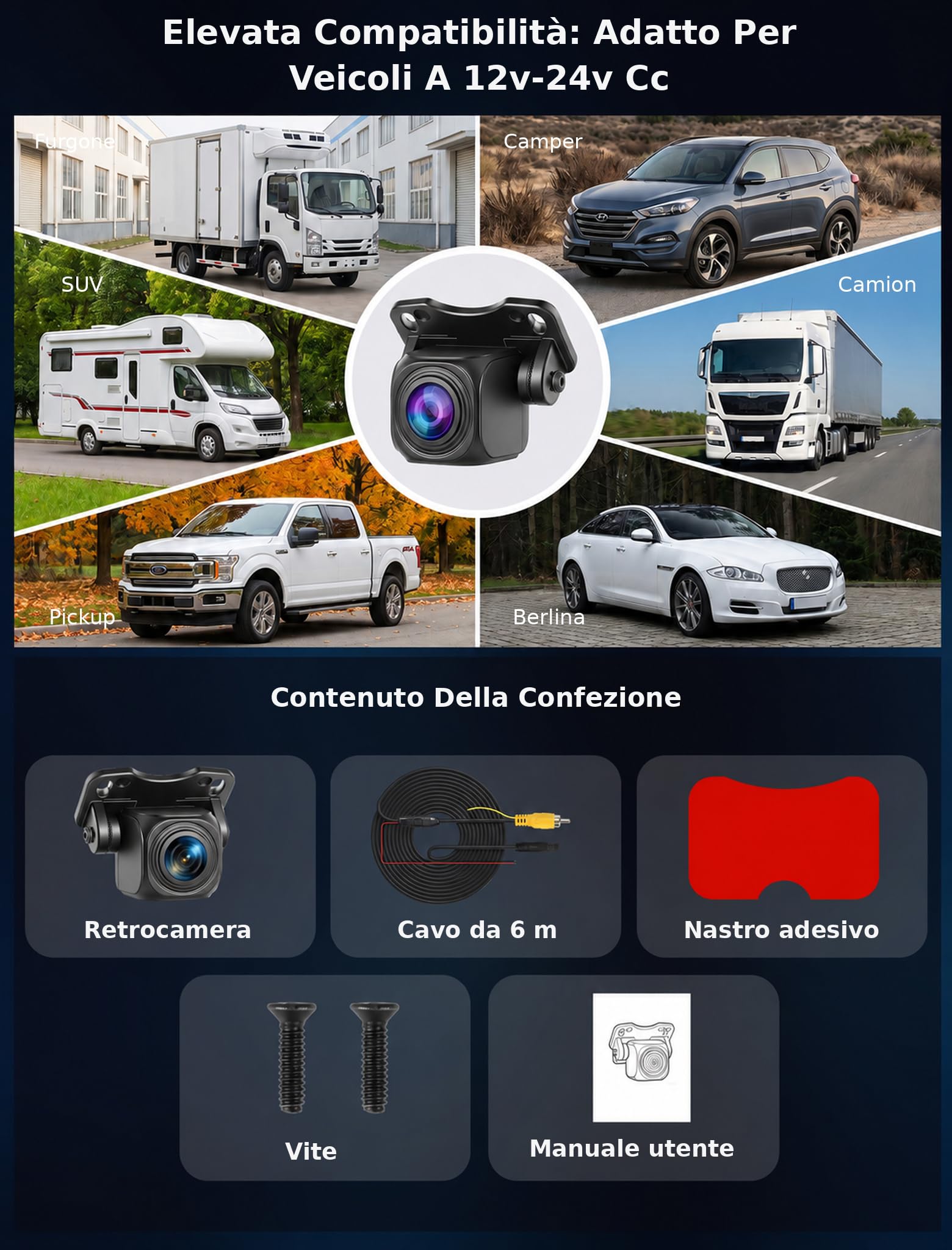 Telecamera di retromarcia AHD 1080P NTSC universale per retromarcia telecamera di retromarcia 160° grandangolare visione notturna HD IP68 impermeabile telecamera posteriore per SUV camper pickup Van