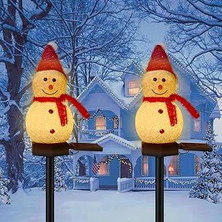 Solar Christmas Decorations, 2PCS Snowman Shape Solar Christmas Lights