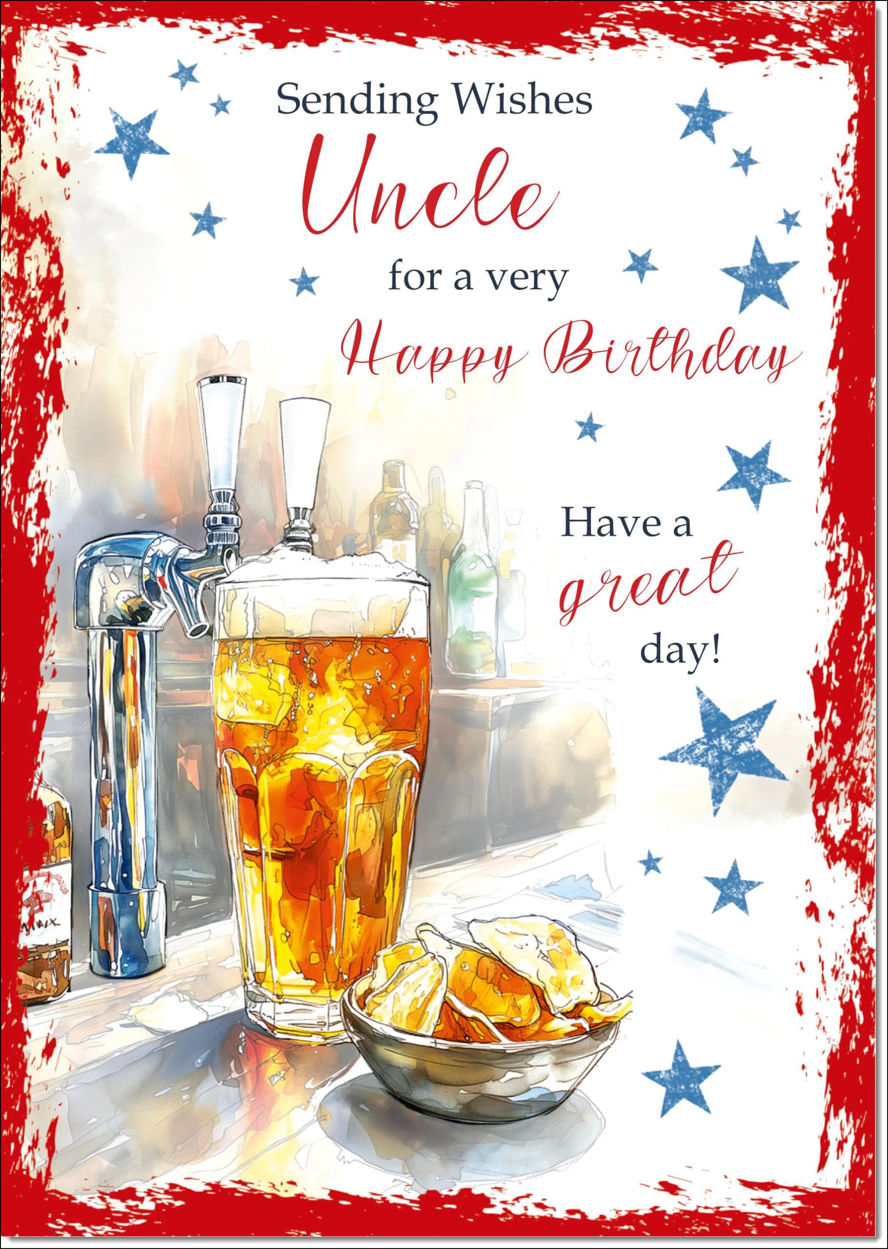 doodlecards Uncle Birthday Card Beer and Crisps Large A4 Size with Plain Envelope — image 1