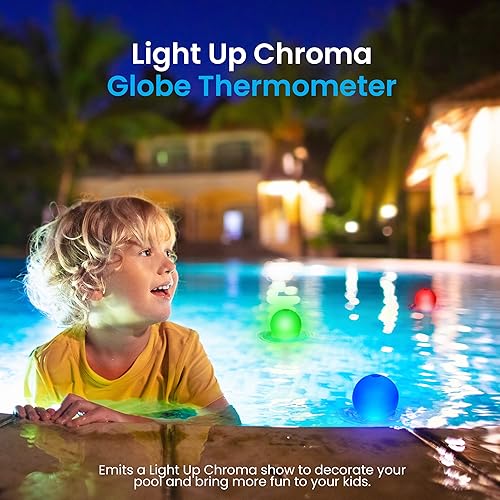 Miniatura 6 de Pyle Termómetro flotante para piscina con luz LED solar, termómetro inalámbrico para interiores y exteriores para piscina, luz automática,