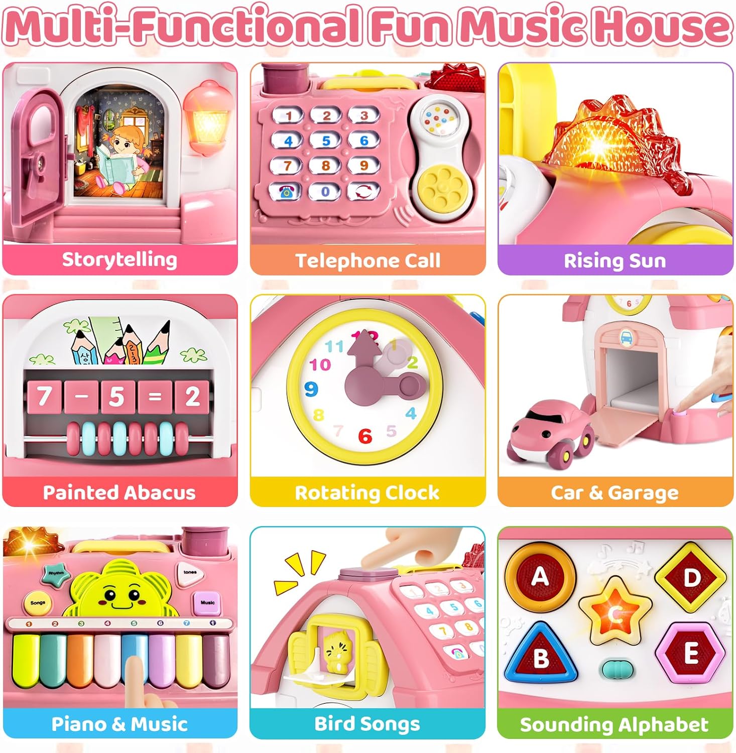 Baby Toys for 1 Year Old Girl Gifts: 8 in 1 Toddler Learning Musical House for 1 2 Yr Girl and Boy, First Birthday Gift for 12-18 Months, Bilingual Educational Toy for Toddlers 1-3