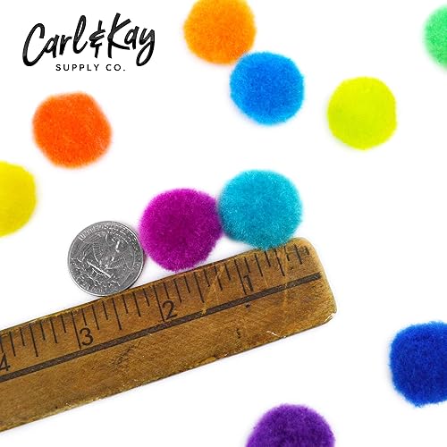 Miniatura 6 de 400 unidades – Pelotas de pompones para suministros de manualidades – 350 pompones peludos de colores surtidos con 50 ojos saltones – Tamaño de 1