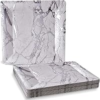 Vista 7 de SILVER SPOONS Platos de carga desechables con diseño de mármol para fiesta, (10 unidades) Juego de vajilla desechable resistente de 13 pulgadas