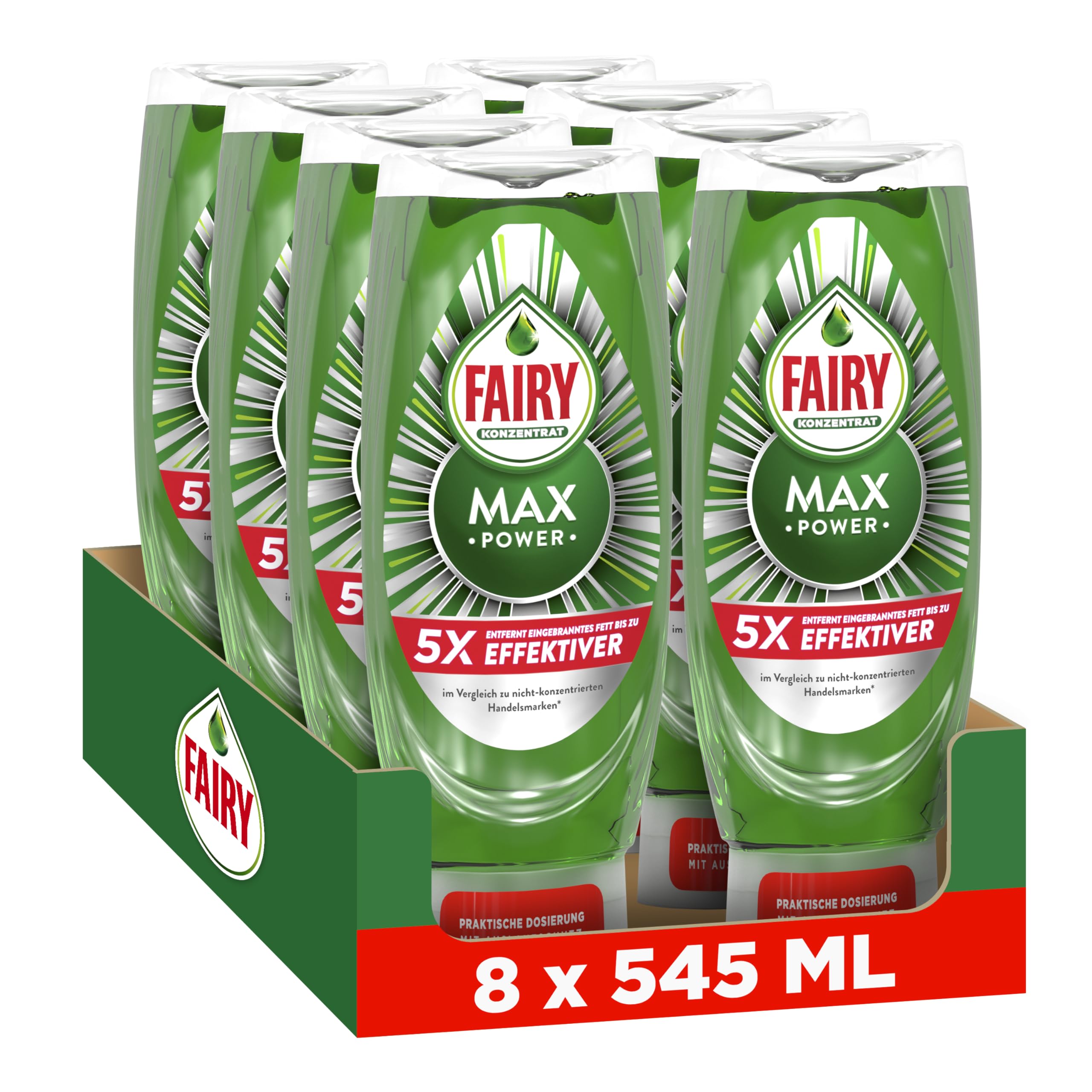 Fairy Max Power płyn do mycia naczyń 545 ml, łatwe i bezproblemowe czyszczenie, nawet w przypadku najtłustych garnków i patelni