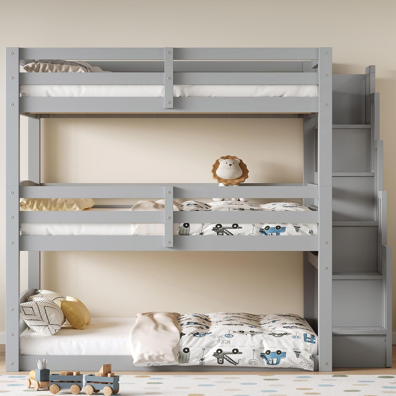 Detailed dimensions of the VilroCaz Triple Bunk Bed