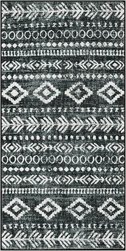 Miniatura 64 de Lahome Alfombras de cocina antideslizantes, lavables para entrada, estilo bohemio, blanco y negro, 2 x 3, alfombra de baño ultrafina con estampado