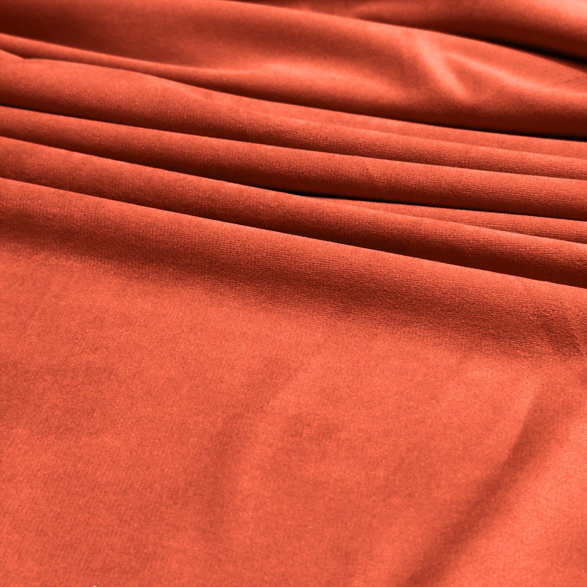 Luxury Velvet Upholstery Fabric – Soft Sheen 100% Polyester, 225 GSM Knitted Backed – Pumpkin – 10 Metre (1000cm x 148cm)