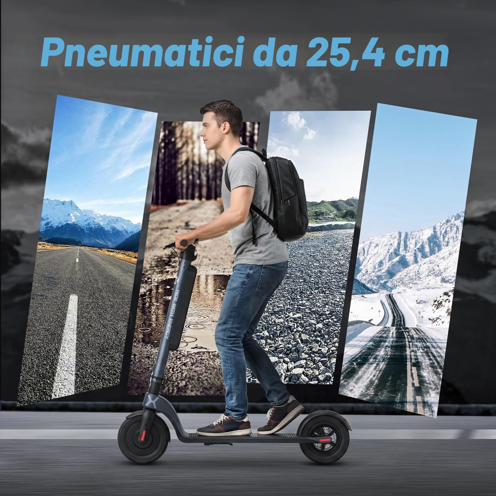 HX X6 Monopattino Elettrico Adulto triplo Pieghevole,Scooter elettrico portatile a zaino,Batteria Rimovibile,350W,25km/h,20-40KM,Display LCD,APP,Doppio Freno,Ruota piena da 5.5'',3 velocità