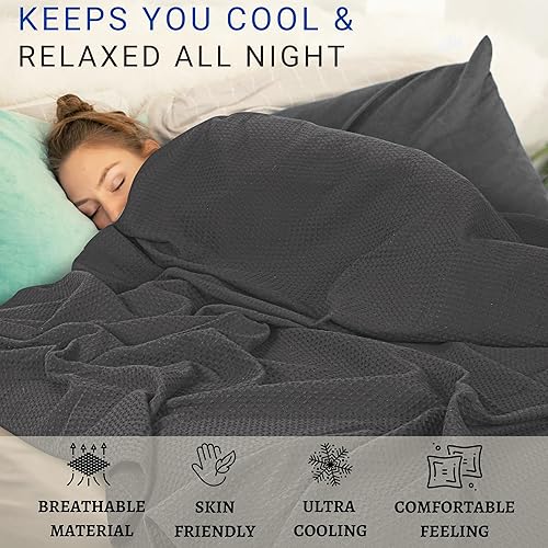 Miniatura 2 de TWINTY - Manta térmica de tejido de gofre de 100 % algodón, transpirable, ligera y cómoda, para cama, sofá, 90 x 90 pulgadas, color gris