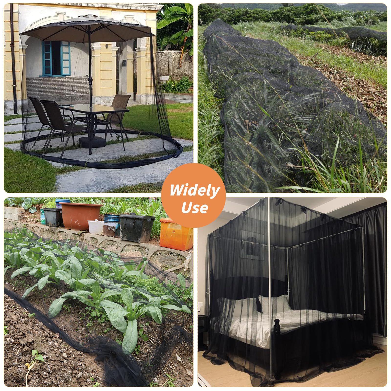 Barrera de red negra de 100 x 10 pies, mosquitera para animales, protección de plantas, verduras, red de pájaros resistente para terrazas, balcones, patios, protege tu piel, plantas, frutas