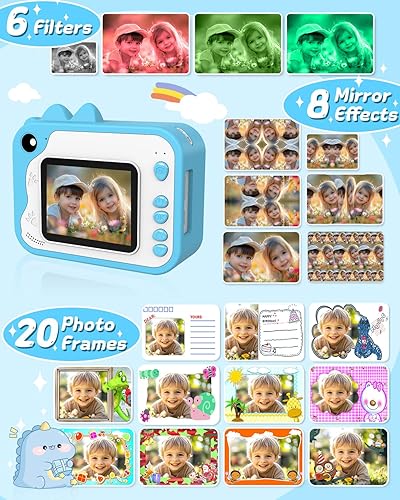 Miniatura 5 de Acadia - Cámara para niños de impresión instantánea, cámara instantánea de 12 MP para niños, sin tinta, cámara digital para niños de 3 a 12 años,