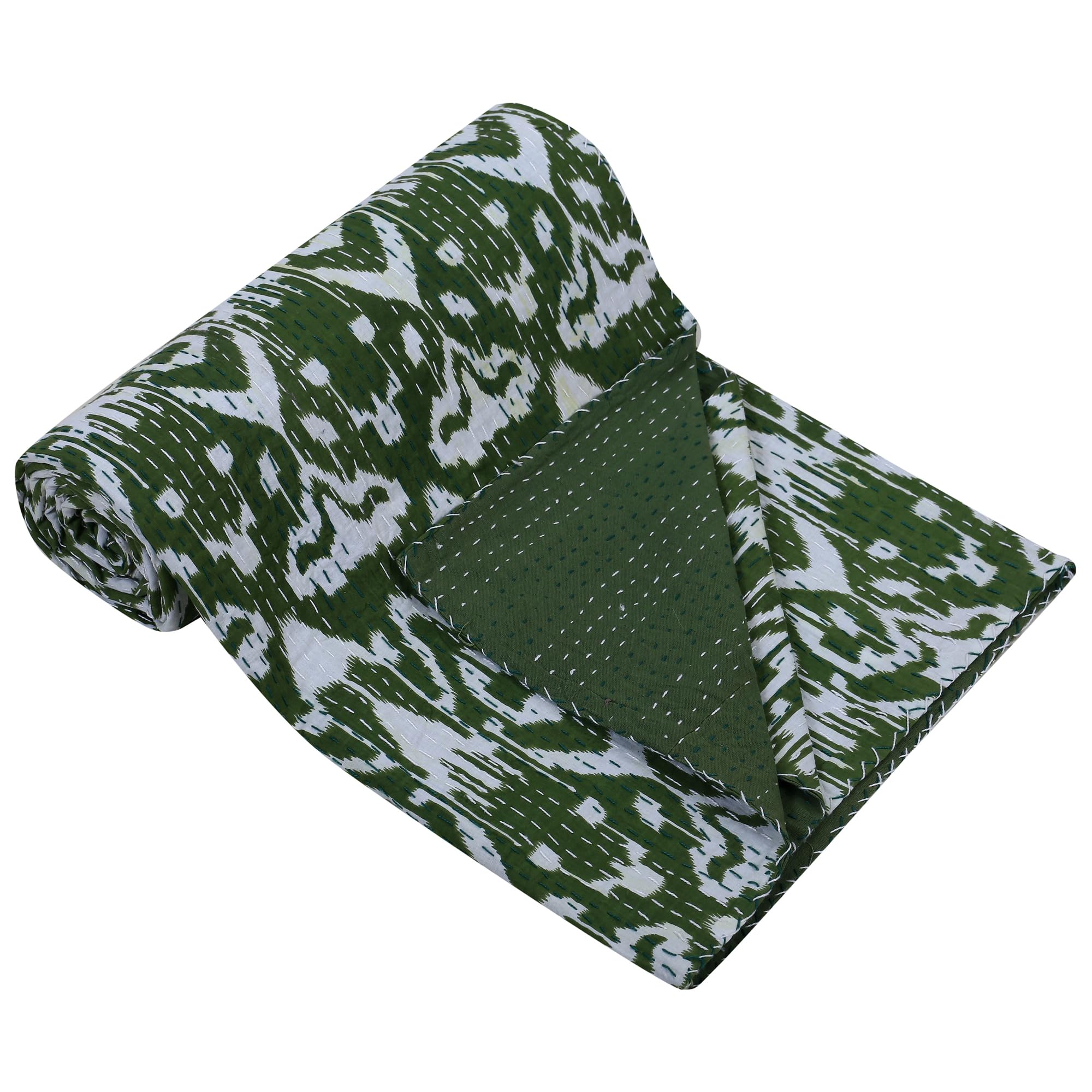 Couvre-lit Kantha haut de gamme en pur coton Ikat fait main unique