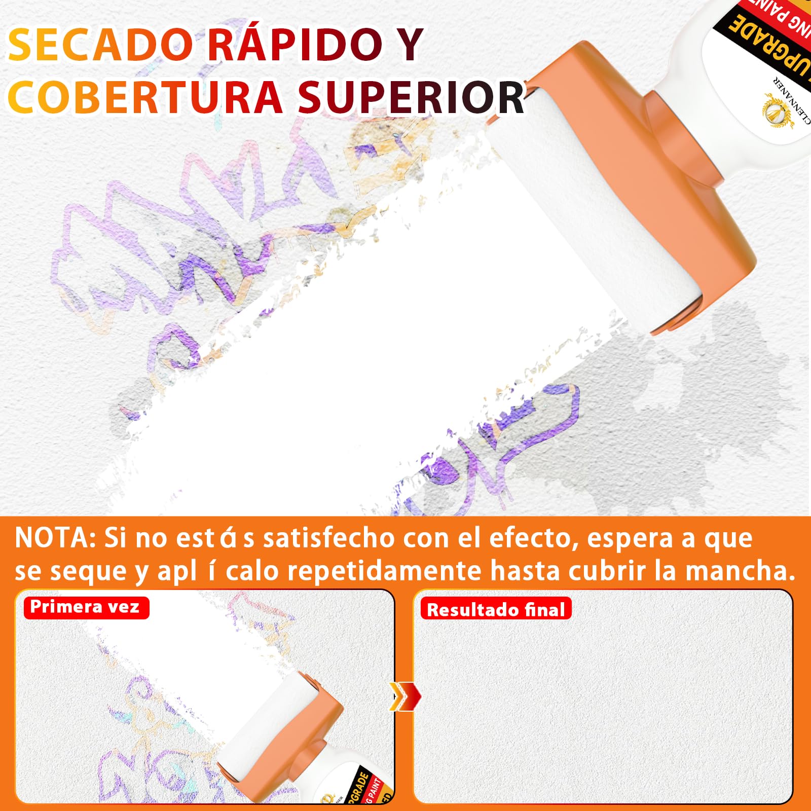 Rodillo Pintura Pared de 500g,Pintura Blanca con Pintura Pared Interior Integrada, Roller Paint para Superficies Blancas, Secado Rápido, Kit de Pintura Interior Blanca Ideal Para Grandes Áreas