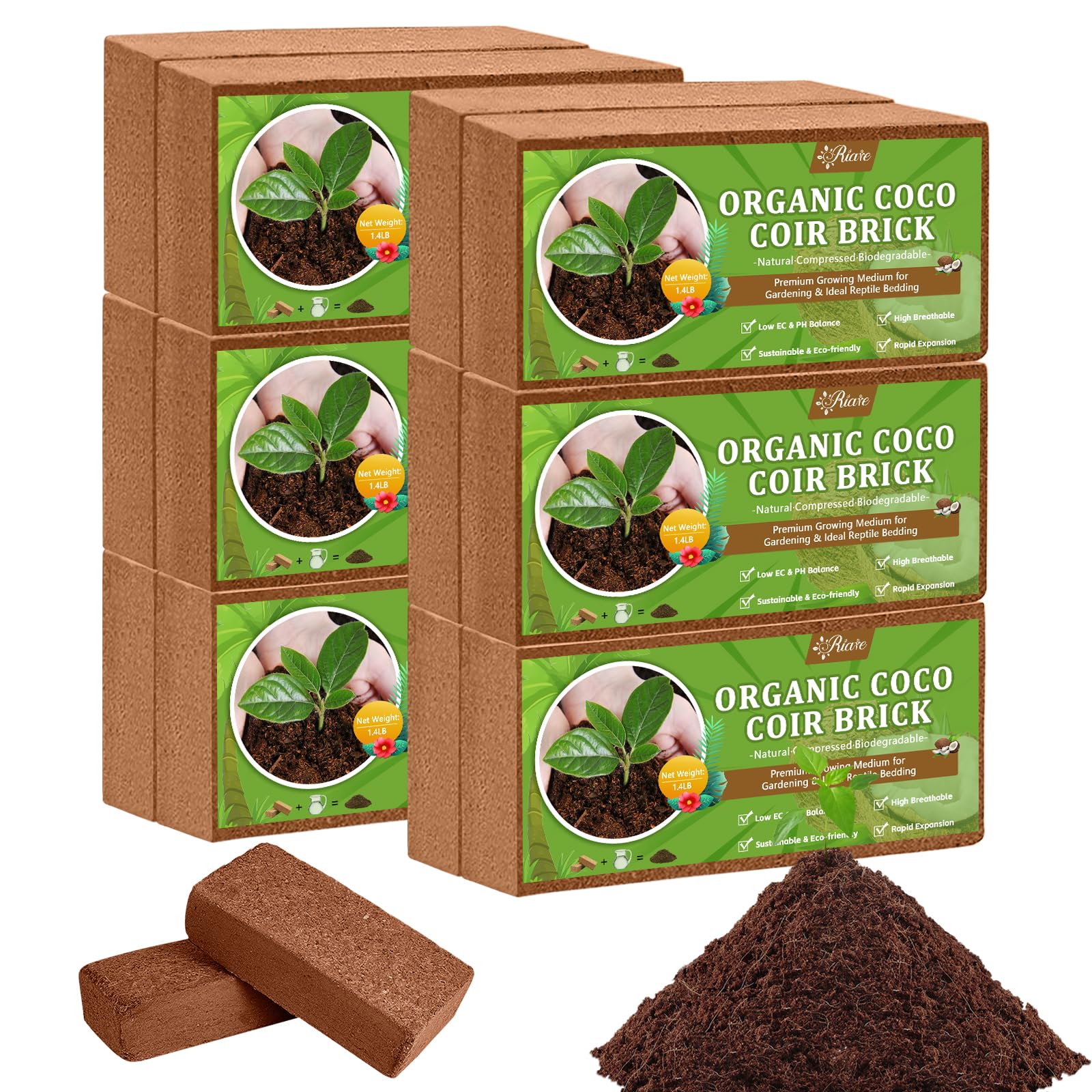 Amazon.com : Riare 12pcs Organic Coco Coir Bricks Soil Blocks- 100