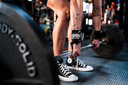 Miniatura 8 de Ganchos de acero para levantamiento de pesas de alta resistencia juego de 2 guantes de entrenamiento acolchados de alta calidad
